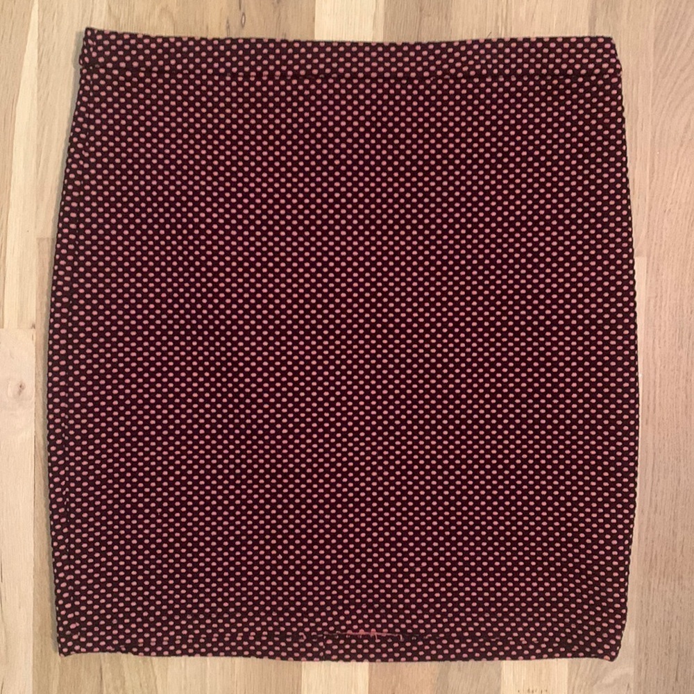 Ann Taylor Loft Black/Pink Polka Dot Pencil Skirt Womenâs 10